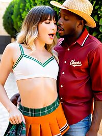 Black man in plaid shirt and straw hat while a young woman with ombre hair looks on from the Jaffa streets