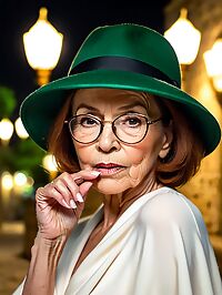 An elderly woman stands tall on a dimly lit Jerusalem street under the glow of moonlight