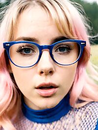 A 37 year old woman stands in a lush afternoon meadow in the 1970s