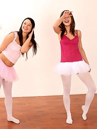 Hot and naughty teen lesbians ballerinas playing with toys