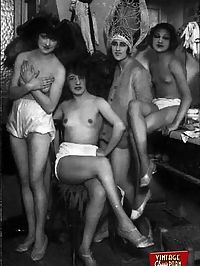 Several sensual vintage ladies showing it all backstage