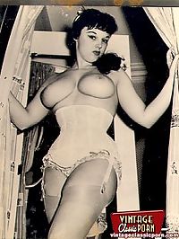 Several big breasted ladies from the fifties showing it all