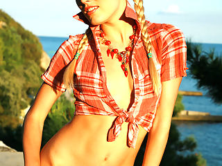 LIZA ETERNIA by VORONIN : Silky blonde with pigtails and a toned body on vacation.