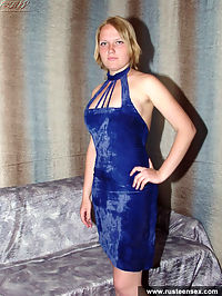 Appreciate her body wore in blue evening dress