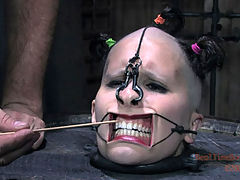 Marina Shaved and Humiliated : Marina is the bitch in the barrel. It leaves her head open for any kind of torment. PD gets creative and makes a gag fit for the circus. In a feat only fit for Real Time Bondage PD threads a line through her nose, into her sinuses and eventually out of her mouth. They take her new silence as consent for any idea they have until her holes are filled, her body debased and her wishes fulfilled.