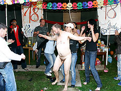Barbecue party out of control : Michelles friends have organized a party for her birthday. They are all having fun when Michelle spots a guy she really likes. The both of them sneak away to the garden shed where she takes his dick in her mouth. But then the neighbor arrives...