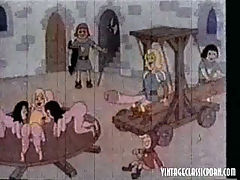 Vintage cartoon sex : In this classic cartoon we go back to some very horny medieval times. We see one knight who uses his dick as a battering ram with which he screws all the ladies of the court and a very horny jousting contest where fucking is more important than winning.