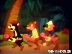 Sexy cartoon fun : In this classic cartoon we follow the adventures of a group of animal pirates who land somewhere on the coast of Africa. Being a horny lot, all of them chase after the village girls in order to fuck them.