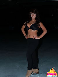 Big boobed British ice skater Robyn Alexandra gets naked on the ice
