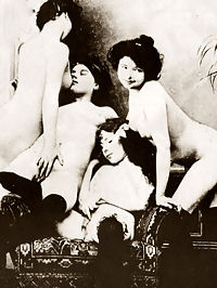 Vintage female enjoying the wildest group orgy