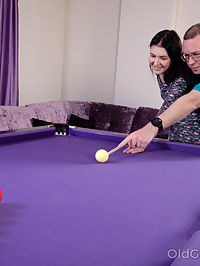 Billiards, cues and balls turn brunette to the limit : Hottie learns to hold the cue and a hard dick of an experienced man while playing pool.Read more!